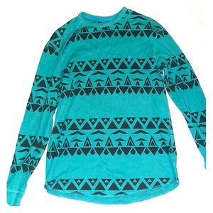 Green & black pattern long sleeve shirt Volcom